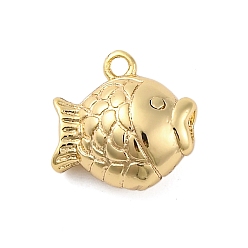 Настоящее золото 18K Латунные подвески, без кадмия, без никеля и без свинца, талисманы в виде золотой рыбки, реальный 18 k позолоченный, 9.5x9.5x5 мм, отверстие : 1 мм