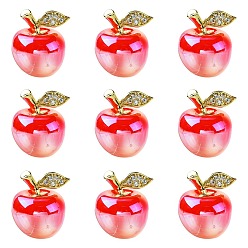 Красный Подвески из легированной смолы, яблоко, AB цвет, красные, 14~15x13x11~12 мм, отверстие : 1 мм
