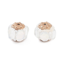 Белый Индонезийские бусины ручной работы, со сплавом, смола и АБС-пластик, круглые, золотые, белые, 14.5x19 мм, отверстие : 1.9 мм