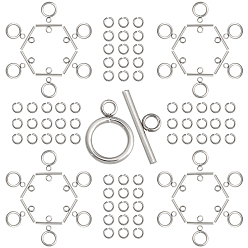 Stainless Steel Color 30 Sets 304 Stainless Steel Ring Toggle Clasps and 60Pcs Jump Rings, Stainless Steel Color, Ring: 19x14x2mm, Bar: 20x7x2mm, Hole: 3mm
