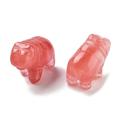 Вишневый Кварц Резные фигурки из вишневого кварцевого стекла, для украшения рабочего стола домашнего офиса, бегемоты, 11.5~14x22~24x17~19 мм