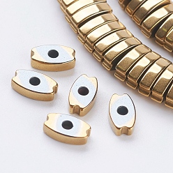 Golden Plated PVD Vacuum Plating Electroplate Non-magnetic Synthetic Hematite Beads Strands, Grade A, Oval, Golden Plated, 7.5x4x2mm, Hole: 1mm, about 200pcs/strand, 15.9 inch(40.5cm)