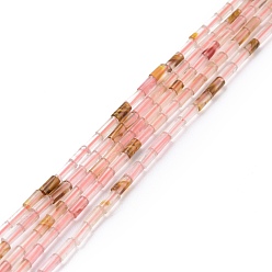 Cherry Quartz Glass Cherry Quartz Glass Beads Strands, Undyed, Column, 3.8~4.3x2.4mm, Hole: 0.9mm, about 87pcs/strand, 14.88~15.12 inch(37.8~38.4cm)