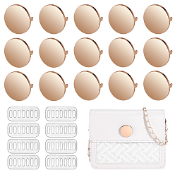 Golden 16Pcs Alloy Blank Flat Round Label Tags, with Iron Shim, for Bag Making, Golden, 30.5x2~14.5mm