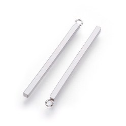 Нержавеющая Сталь Цвет Устойчивые к потускнению 201 подвески из нержавеющей стали, бар, цвет нержавеющей стали, 38x2x2 мм, отверстие : 1.8 мм