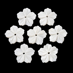 Белый Резные подвески из натуральных пресноводных ракушек, , белые, 16x17x3.5 мм, отверстие : 1.4 мм