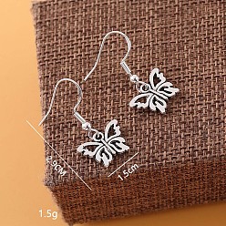 Бабочка Серьги-подвески из латуни и сплава, античное серебро, бабочка, 29x15 мм