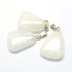 Quartz Crystal Trapezoid Natural Crystal Pendants, with Platinum Tone Brass Findings, 24~25.5x16.5~17x5~6mm, Hole: 2x7mm