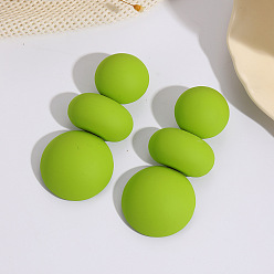 Желто-Зеленый Серьги-гвоздики, окрашенные распылением, плоский круглый с овальным, желто-зеленый, 88.5x40 мм