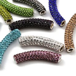 (52) Непрозрачная лаванда Латуни Ближнем Востоке шариков Rhinestone, трубка, разноцветные, 46~47x9 мм, отверстие : 4 мм