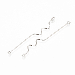 Платинированный Соединители латунные звенья, двухсторонние наглазники, без никеля , Реальная платина, 51.5x6x0.5 мм, отверстие : 1 мм