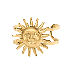 Настоящее золото 14K Из нержавеющей стали манжеты браслеты, ионное покрытие (ip), солнце, реальный 14 k позолоченный, внутренний диаметр: 2.56 дюйм (6.5 см)