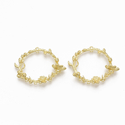 Без Покрытия Латунь настройки подключения горный хрусталь, без никеля , гирлянда, сырой (без покрытия), пригодный для 1 мм горный хрусталь, 29x38x8 мм, отверстие : 0.7~1.2 мм