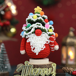 Santa Claus Christmas DIY Knitting Kits for Beginners, including Stuffing Cotton, Crochet Hook, Stitch Marker, Craft Eye & Nose, Cored Cotton Thread, Santa Claus, 150x100x80mm