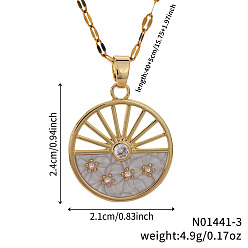 (404) Непрозрачное AB Кислое яблоко Латунные прозрачные кубические цирконии и эмалевые диски с полыми цветочными подвесками для женщин, золотые, цветочный белый, 15.75 дюйм (40 см)