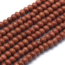 Камень с Пылевым Золотом Синтетические голдстоуновские бисер пряди, рондель, 6x4 мм, отверстие : 1 мм, около 110 шт / нитка, 14.5 дюйм