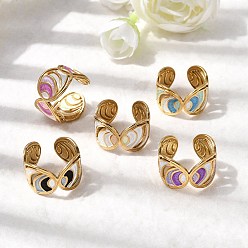 Другие 304 открытые манжеты из эмалированной нержавеющей стали, широкие кольца для женщин, золотые, регулируемый; 13мм