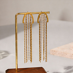 Arch 304 Stainless Steel Stud Earrings, Tassel Earrings for Women, Golden, Arch, 82x17mm