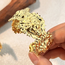 Лев 304 женские браслеты-манжеты из нержавеющей стали, ионное покрытие (ip), без кадмия, без никеля и без свинца, лев, внутренний диаметр: 1-3/4x2-1/4 дюйм (4.6x5.7 см)