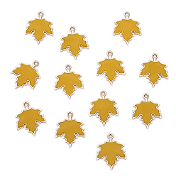 (932FM) Темно-синий аква-матовый с подкладкой Подвески из эмали и сплава, золотой свет, кленового листа, темно-золотистые, 24x19 мм