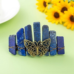 Lapis Lazuli Natural Indian Agate Hair Barrettes, Butterfly, 20x80mm