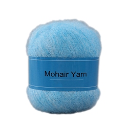Светло-Голубой Пряжа для вязания, пряжа мохер, для пледов подушки поделки из пряжи крючком, Небесно-голубой, 1 мм, около 50г/моток