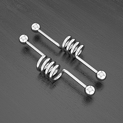 Нержавеющая Сталь Цвет 316l хирургическая нержавеющая сталь спиральный стержень промышленная штанга хрящ серьги, цвет нержавеющей стали, Длина стержня: 45мм, штифты : 1.6 мм
