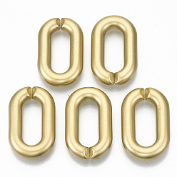 Gold Opaque Spray Painted Acrylic Linking Rings, Quick Link Connectors, for Jewelry Cable Chains Making, Oval, Gold, 38x23x6mm, Inner Diameter: 24.5x9.5mm, about 145pcs/500g