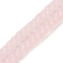 Pink Выпечка покрытие стеклянные бусины нити, имитация нефрита, баррель, розовые, 8x6 мм, отверстие : 1.4 мм, около 59 шт / нитка, 14.17'' (36 см)