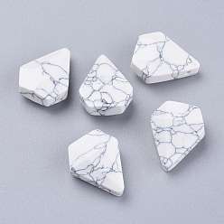 Howlite Kunst Howlith Anhänger, facettiert, Raute , 21x17x8.5 mm, Bohrung: 1.2 mm