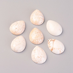 Бежевый Кабошоны из натурального магнезита, окрашенные, слеза, бежевые, 22x16x6 мм