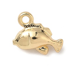 Fish Талисман из сплава, золотые, рыба, 8.5x11.5x5 мм, отверстие : 1.5 мм
