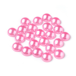 Ярко-Розовый Абс пластмассовые имитационные жемчужные кабошоны, полукруглый, ярко-розовый, 10x5 мм