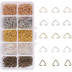 (52) Непрозрачная лаванда Железные треугольники, застежка-молния, подходит для просверленных бусин, тесьма, обвязочные мешки, античная бронза и золото и серебро и платина и светлое золото, 6x9.5x0.8 мм, 5 цветов, 320 шт / цвет, 1600 шт / коробка