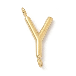 Letter Y 304 подвески-соединители из нержавеющей стали, реальный 14 k позолоченный, Письмо Y, 12x6x2 мм, отверстие : 1.2 мм