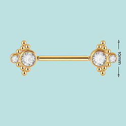 Золотой 304 Кольца для сосков из нержавеющей стали с кристаллами и стразами, золотые, 10 мм