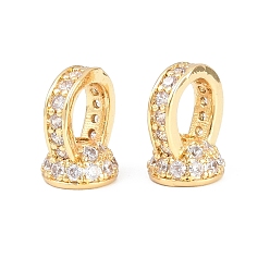 Настоящее золото 18K Латунные микро проложить кубического циркония кулон поручительств, стойки покрытие, долговечный, без свинца и без кадмия, реальный 18 k позолоченный, 9x7x6 мм, отверстие : 4.5x4 мм