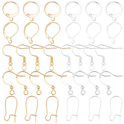 Золотой & Серебряный Наборы для изготовления ювелирных изделий своими руками, В комплект входят: 304 застежки-крючки и крючки для сережек из нержавеющей стали., Латунные застежки-крючки и крючки для сережек, золотой и серебряный, 14x12x2 мм, отверстие : 1.2 мм