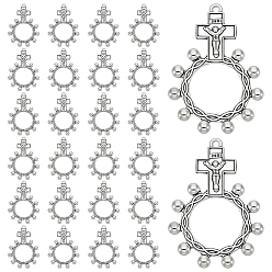 Plata Antigua 26 piezas colgantes de aleación de estilo tibetano, Crucifijo con colgantes de anillo, sin plomo y cadmio, para la Pascua, plata antigua, 46x32x4 mm, agujero: 2 mm, 26 pcs