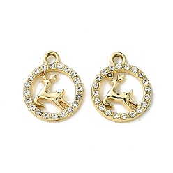 Олень Подвески со стразами из сплава с УФ-покрытием, золотые, олень, 18x15x2 мм, отверстие : 1.9~2 мм