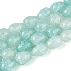 Бледно-бирюзовый Выпечки нарисованные потрескивание стеклянные бусины пряди, слеза, бледные бирюзовая, 13~13.5x9.5~10 мм, отверстие : 1.2~1.4 мм, около 54~60 шт / нитка, 28.35~30.71 дюйм (72~78 см)
