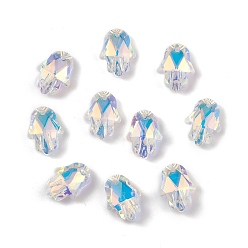 Прозрачный Гальванизировать прозрачные стеклянные подвески, с покрытием на задной стороне, граненые, hamsa hand charms, прозрачные, 18x13.5x5.5 мм, отверстие : 1.6 мм