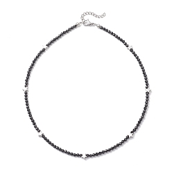 Звезда Женские ожерелья из латунных и граненых бусин из натуральной черной шпинели, платина, звезда, 15.79 дюйм (40.1 см)