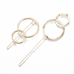 Golden Alloy Hollow Geometric Hair Pin, Ponytail Holder Statement, Hair Accessories for Women, Cadmium Free & Lead Free, Interlink Rings Shape, Golden, 47x32.5mm, Clip: 60mm long