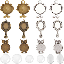 (52) Непрозрачная лаванда Набор для изготовления заготовок подвески своими руками, включая подвески из сплава дерева, зеркала и совы в форме кабошона, Кабошоны из стекла, разноцветные, 18 шт / пакет