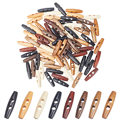 (52) Непрозрачная лаванда 80шт 8 цвета натуральное дерево кнопки, кнопки переключения рупора, 2-луночное, для пошива аксессуаров, разноцветные, 48~50x12.5~13.5 мм, отверстие : 6~6.5 мм, 10 шт / цвет