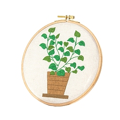 Other Plants Plants Pattern Embroidery Kits, Including Embroidery Cloth & Thread, Needle, Instruction Sheet, 275x275mm