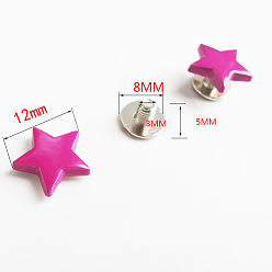 Средний Фиолетово-красный Набор заклепок из сплава, звезда, для кошелька сумка обувь панк-рок кожаный ремесленный ремень для одежды, платина, средне фиолетовый красный, 12x12 мм