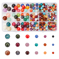Mixed Color 404Pcs 6 Style Round Imitation Gemstone Acrylic Beads, Mixed Color, 404pcs/box