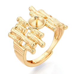 Настоящее золото 18K Настройки колец для чашек из латуни, регулируемые настройки колец для полупросверленных бусин, без кадмия, без никеля и без свинца, реальный 18 k позолоченный, 20~21 мм, внутренний диаметр: 18.2 мм, штифты : 0.7~1 мм